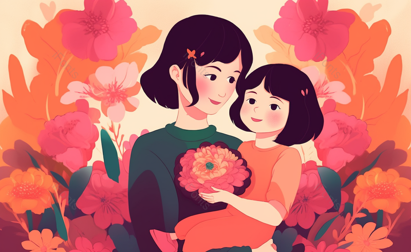 母女拥抱母亲节温馨手绘场景,插画/手绘图,插画/手绘图库,插画/手绘图下载,插画/手绘